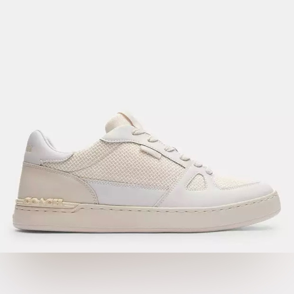 Coach Shoes Clip Court Sneaker Mens Tennis Shoes Chalk Optic White Sz 8 NEW - Picture 2 of 12